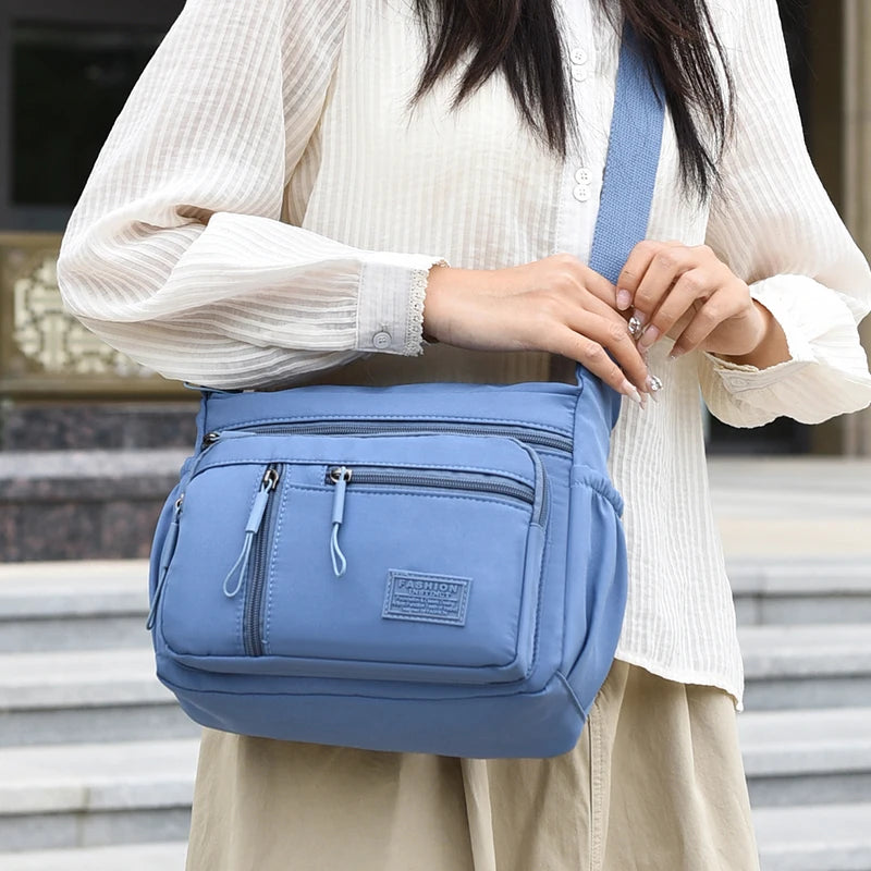 Fashion Women's Crossbody Bag Multi-Pockets High-Quality Waterproof Nylon Large Capacity Shoulder Messenger Handbag