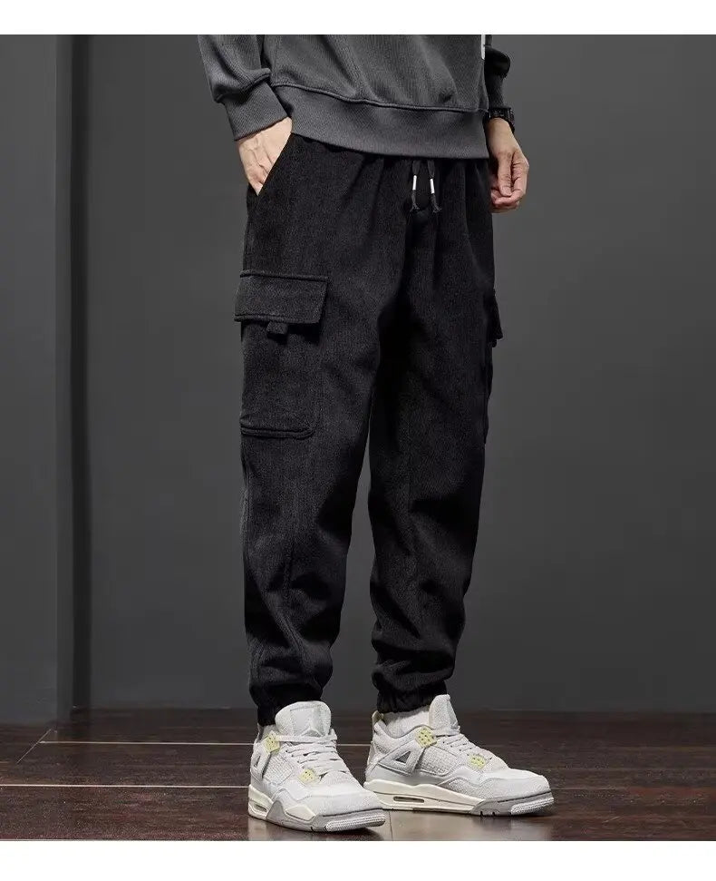 Men's Elastic Waist Straight Harem Jogger Pants — Relaxed Fit Casual Trousers