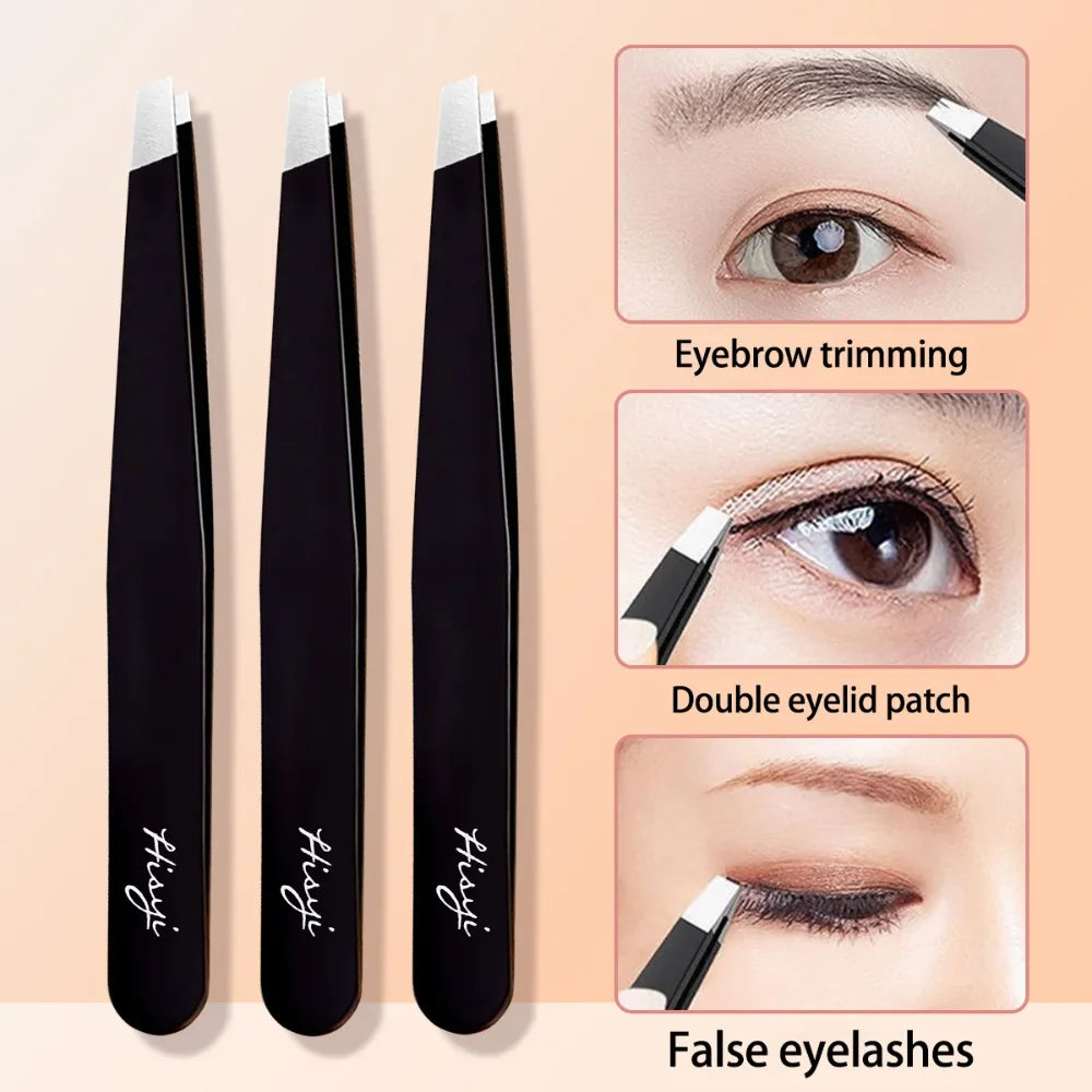 HISYI Stainless Steel Slanted Eyebrow Tweezers