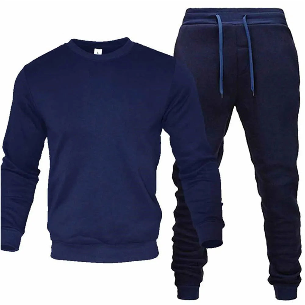 Men's Hooded Sweatshirt & Drawstring Pants Set – Casual Sport Running 2-Piece Tracksuit