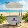 Custom Vintage Ice Cream Cart with Wheels – Portable Push Cart for Events, Parties & Wedding Catering