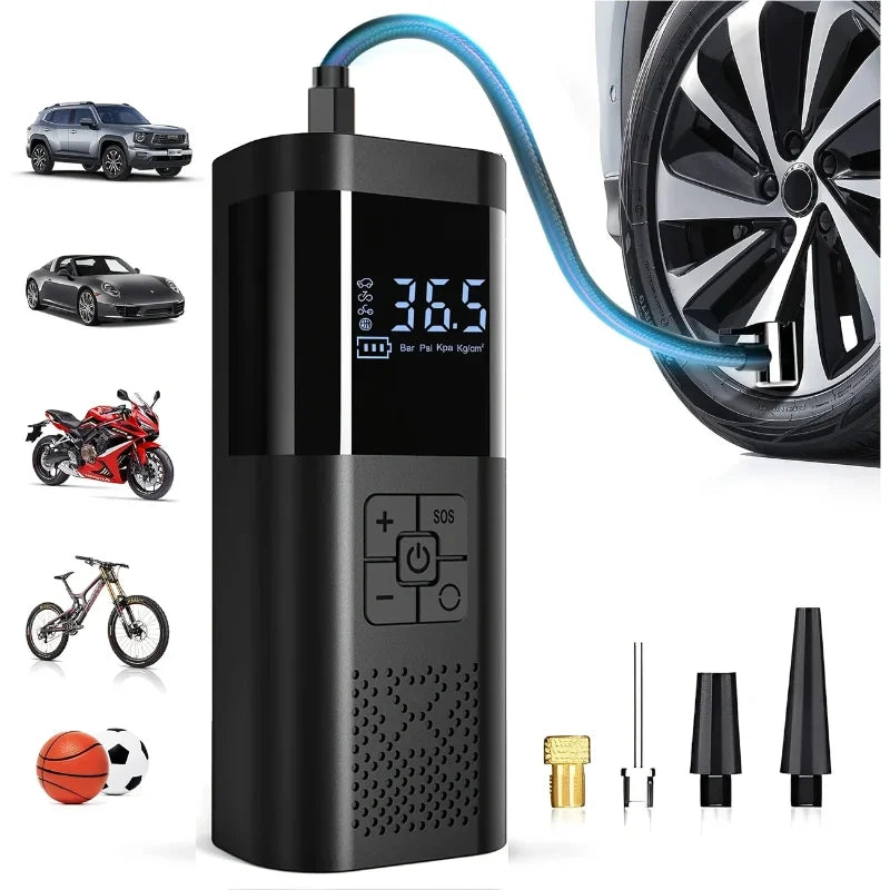 Cordless Tire Inflator with Digital Gauge and LED Light