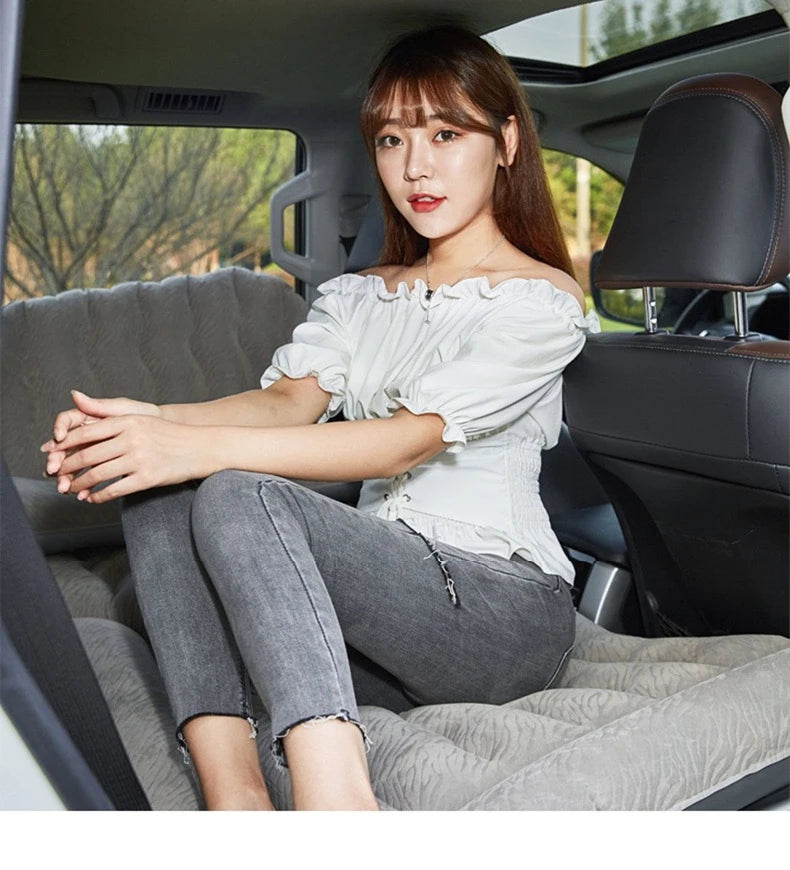 Car Inflatable Mattress – Soft Fabric Backseat Air Bed for Road Trips & Camping, Multiple Colors