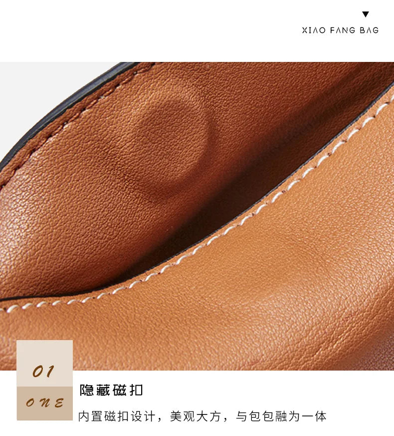 100% Genuine Cowhide Leather Mini Baguette Crossbody Bag – Phone Shoulder Bag for Women