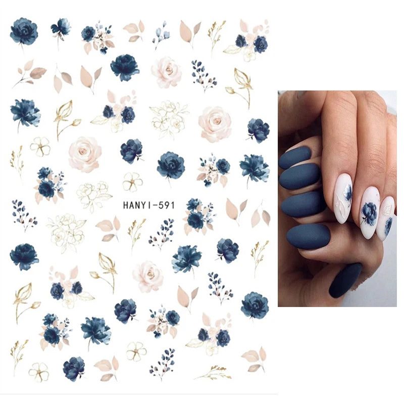 3D Summer Tropical Nail Art Sticker Decals — Palms, Butterflies & Flowers