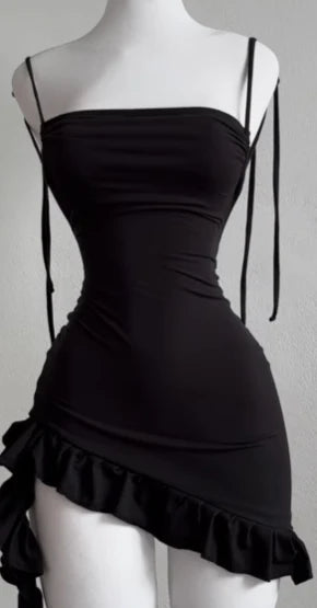Y2K Sexy Backless Lace-Up Hip Hugging Skirt – European & American High-End Summer Dress