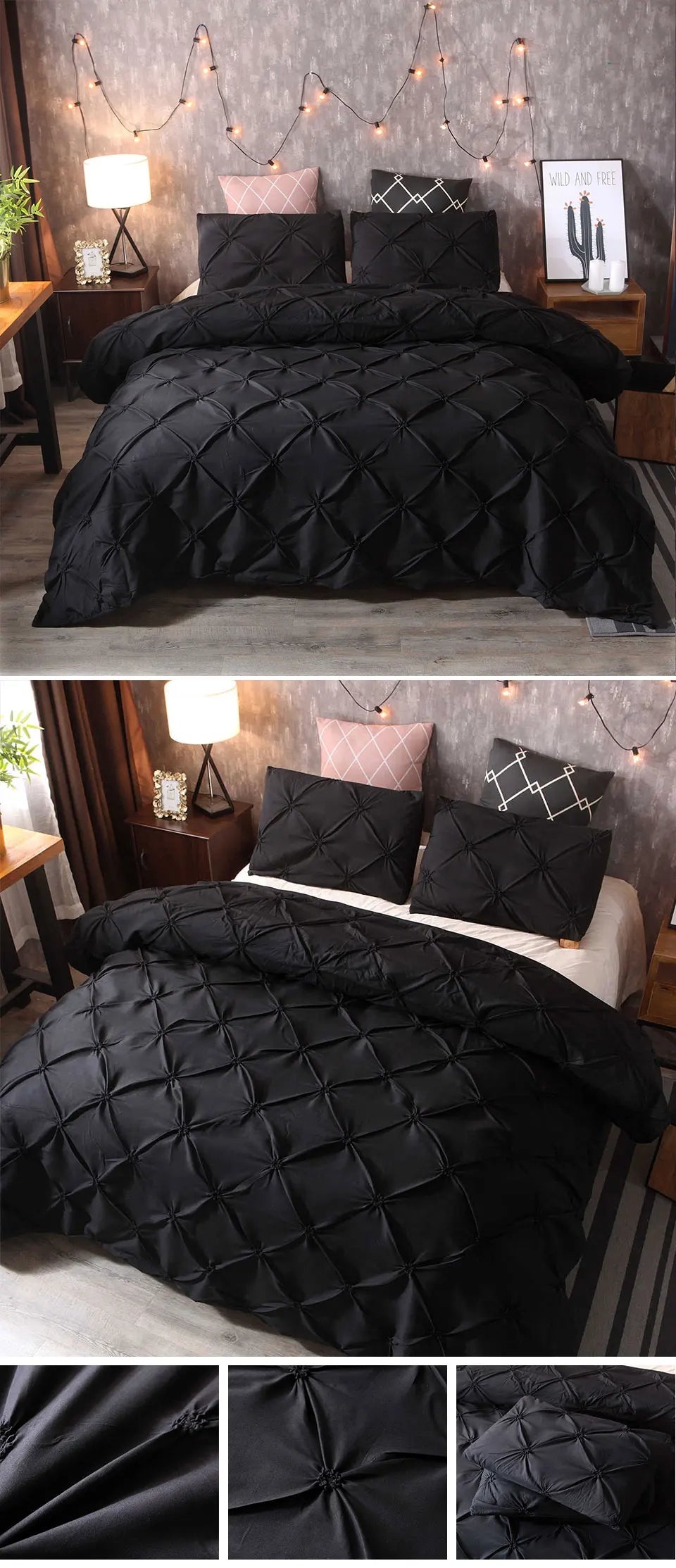100% Egyptian Cotton Pinch Pleat Duvet Cover Set – 600TC with Zipper & Corner Ties, 8 Colors & 7 Sizes