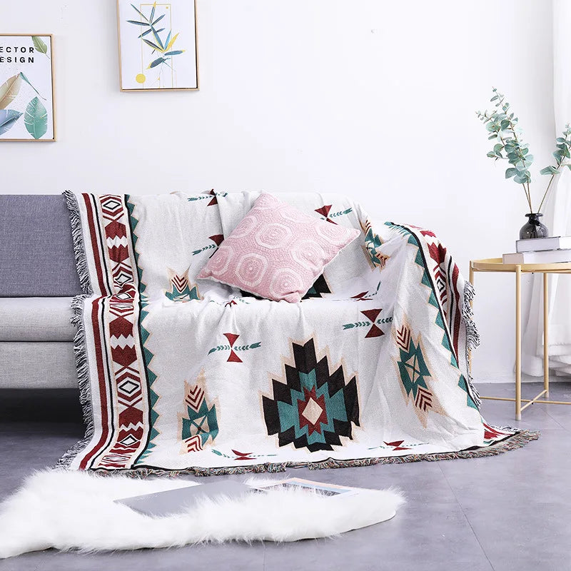 Bohemian Plaid Blanket for Sofa bed Decorative Blankets Outdoor Camping Picnic Blanket Boho Sofa cover throw Blanket With Tassel