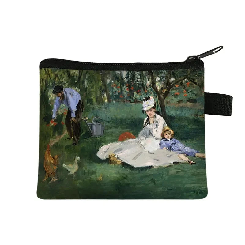 Vintage Oil Painting Floral Coin Purse Mini Clutch Wallet – Bohemian Nylon Organizer Wallet for Women