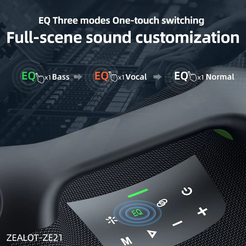 ZEALOT ZE21 250W Portable Bluetooth Speaker — Waterproof, TWS, 48000mAh Power Bank