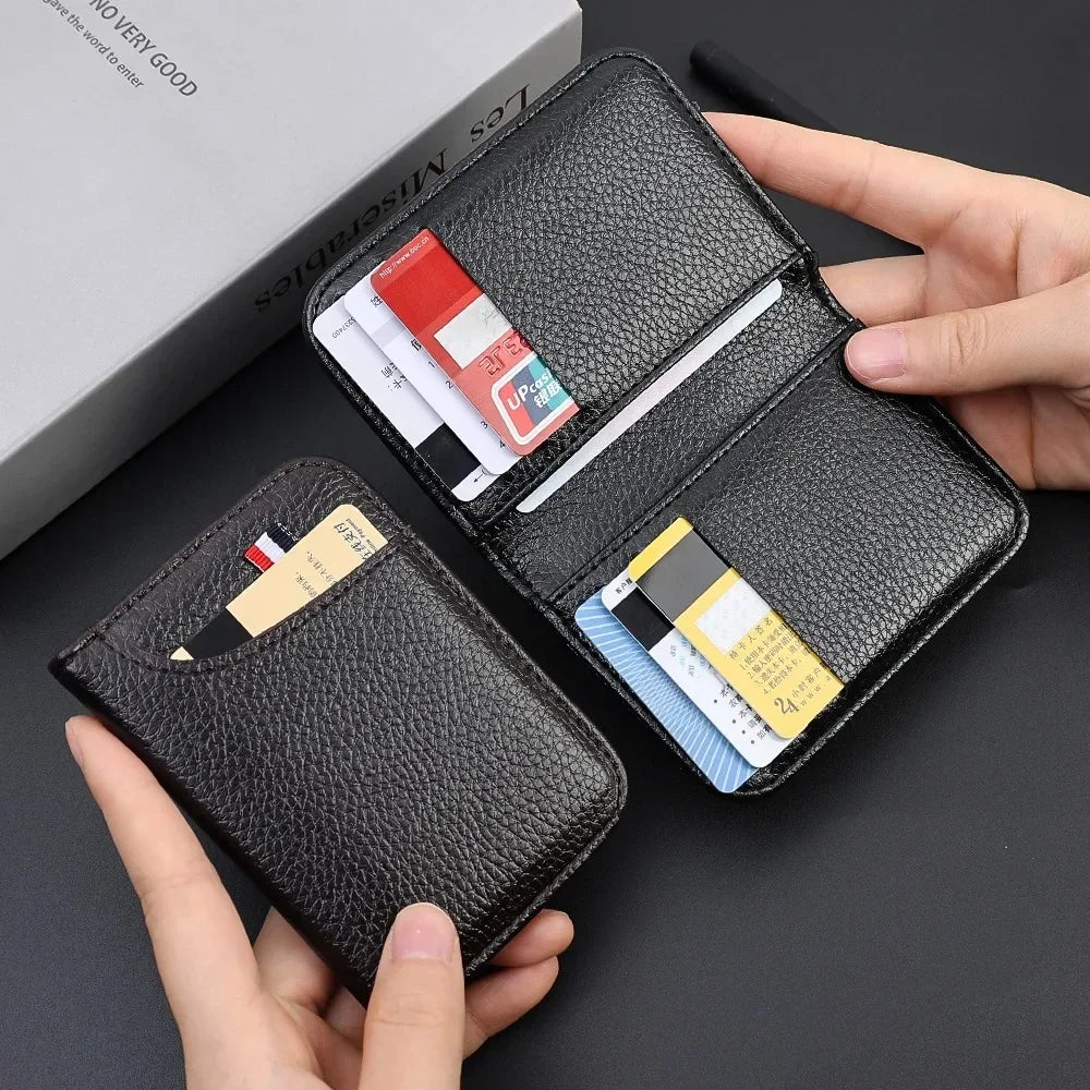 Super Slim PU Leather Card Wallet – Portable Mini Credit Card Holder for Men & Women