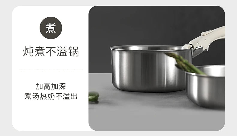 Stainless Steel Cookware Set – Detachable Handle & Nesting Design