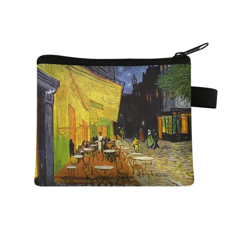 Vintage Oil Painting Floral Coin Purse Mini Clutch Wallet – Bohemian Nylon Organizer Wallet for Women