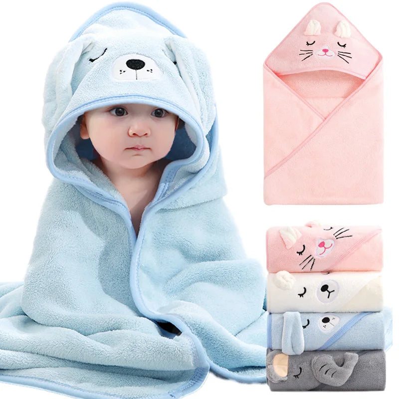 Cartoon Animal Hooded Baby Bath Towel – Soft Newborn Bathrobe & Swaddle Wrap for Boys & Girls