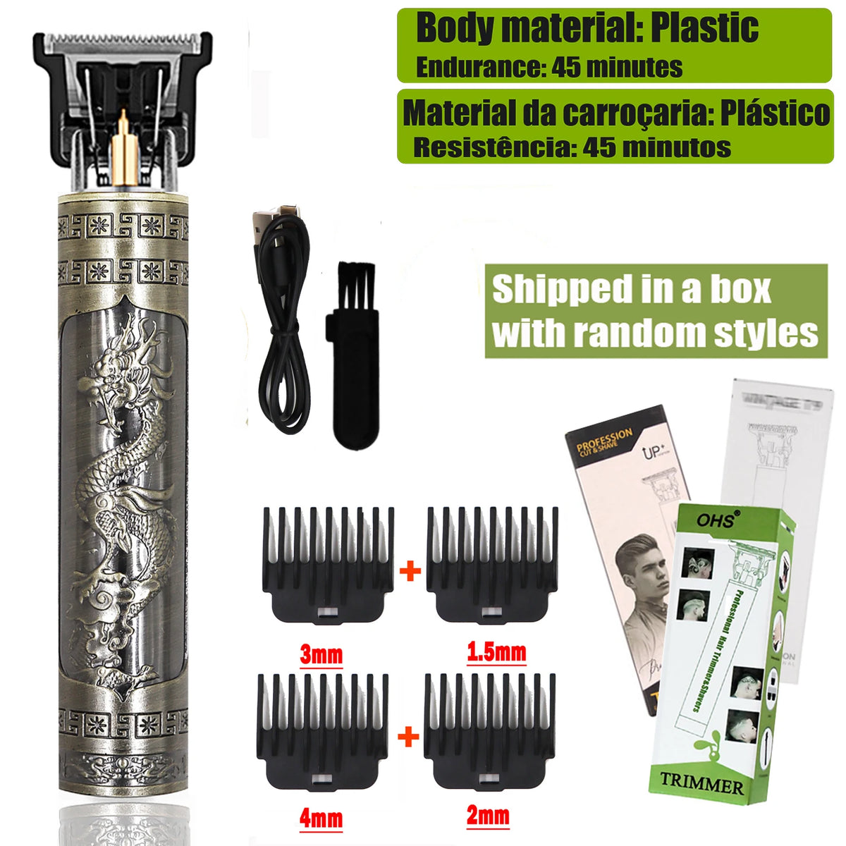 OHS Dragon Vintage T9 Professional Hair Clipper – Carving & Beard Trimmer, CE Certified