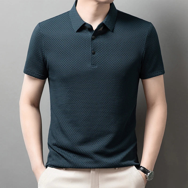 Men's Bone Flower Print Polo Shirt — Graphic Short Sleeve Casual Polo