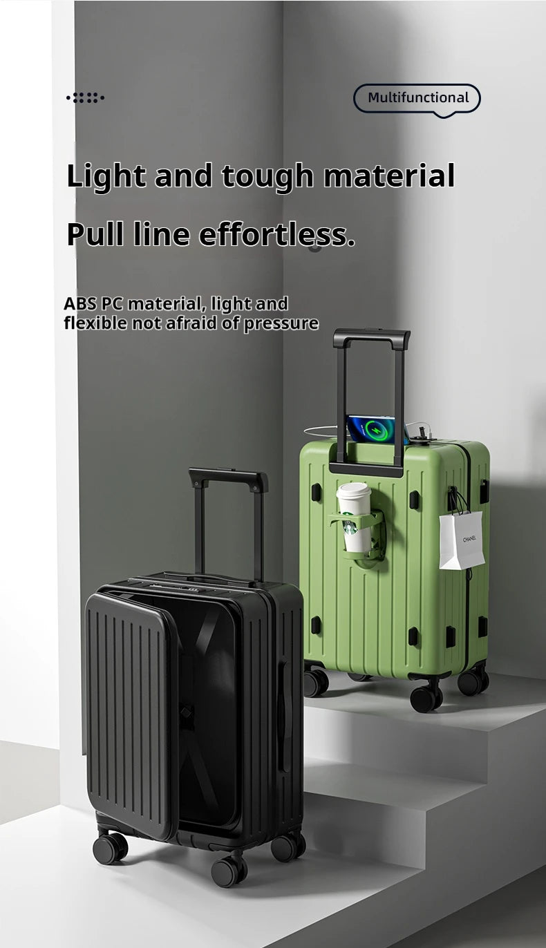 New Front Open Suitcase Hut Trolley Box 20/24/26 Inch High Quality Frame Large Capacity Suitcase Men's Ladies' Travel Case