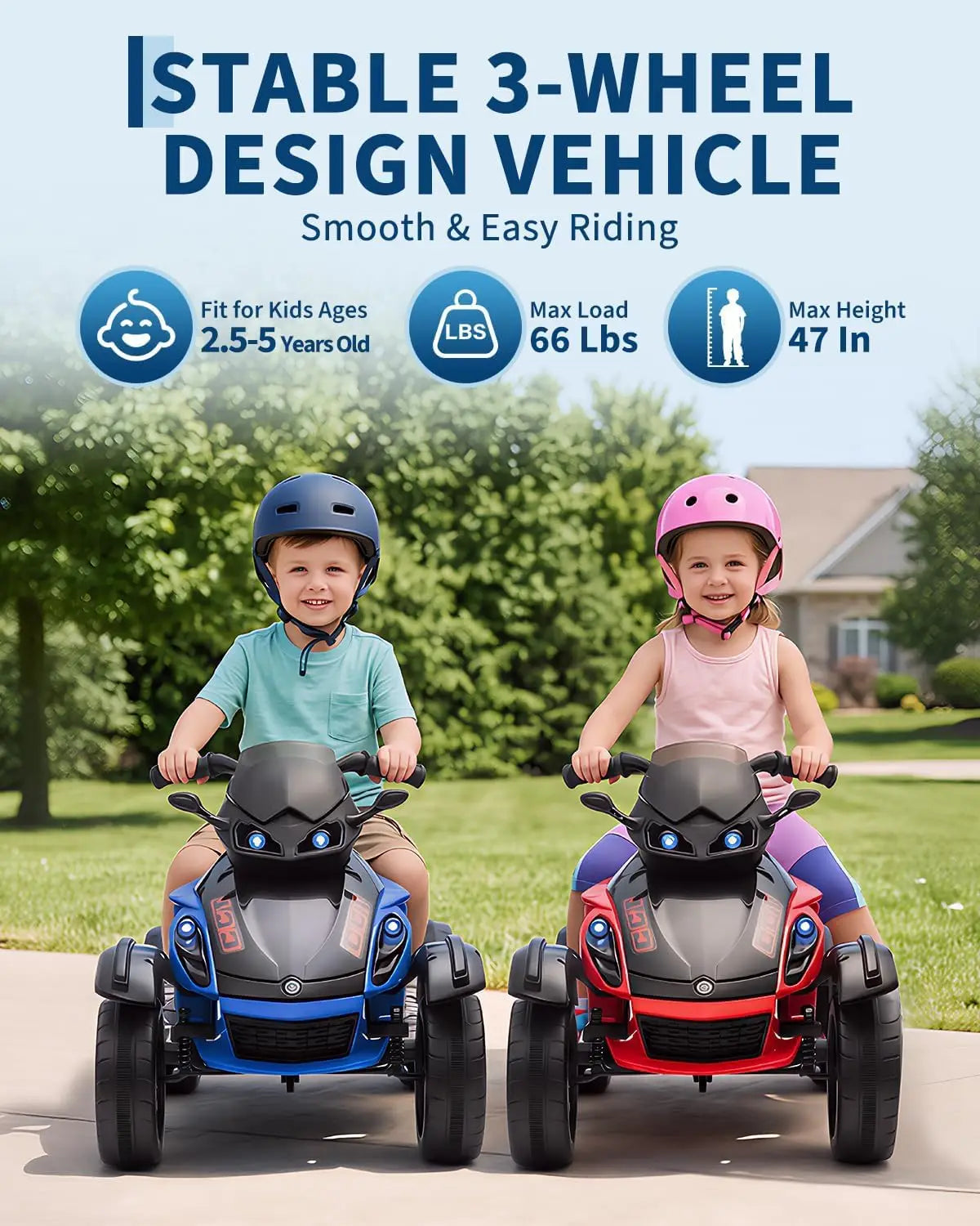 12V Kids Ride-On ATV – 3-Wheel Electric Toy with LED Lights