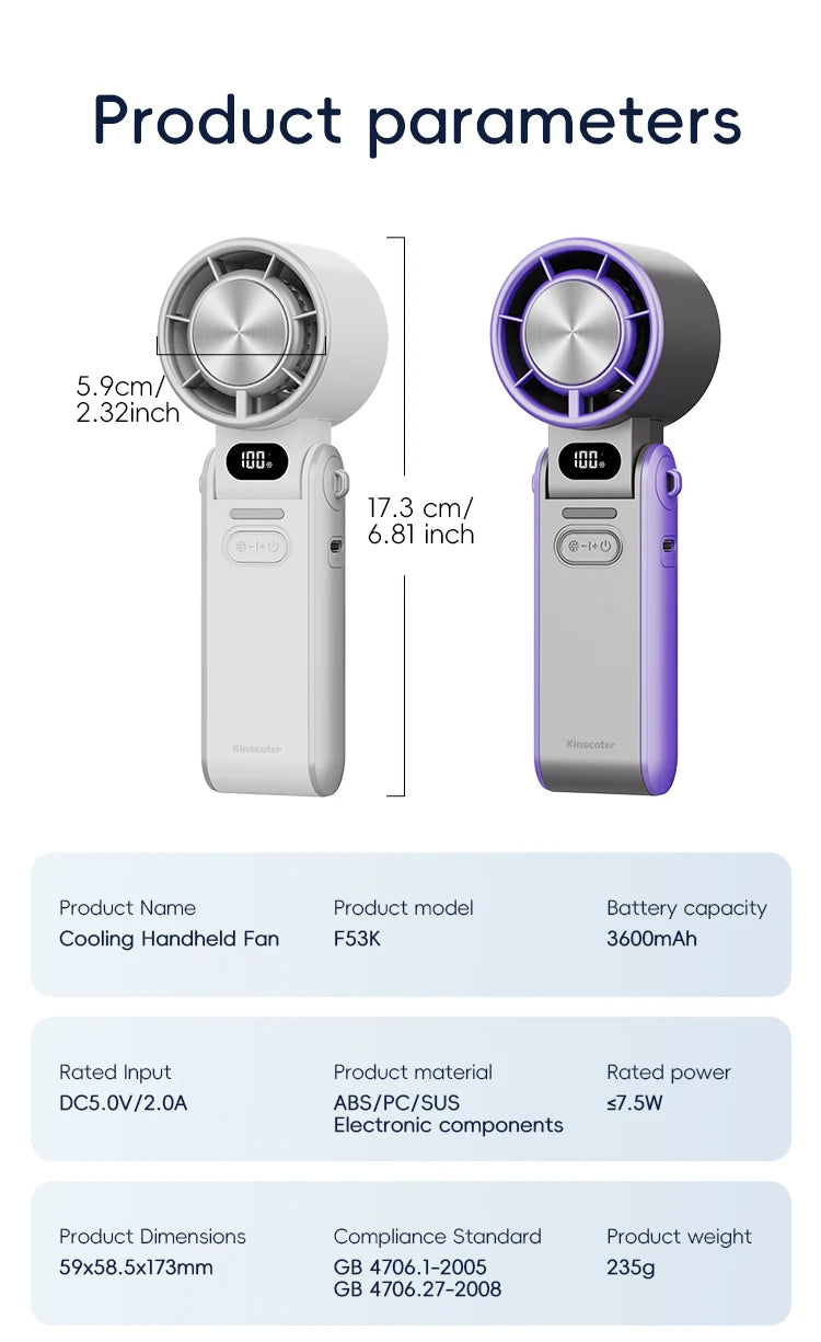 Rechargeable Handheld Fan with Optional Ice Cooling