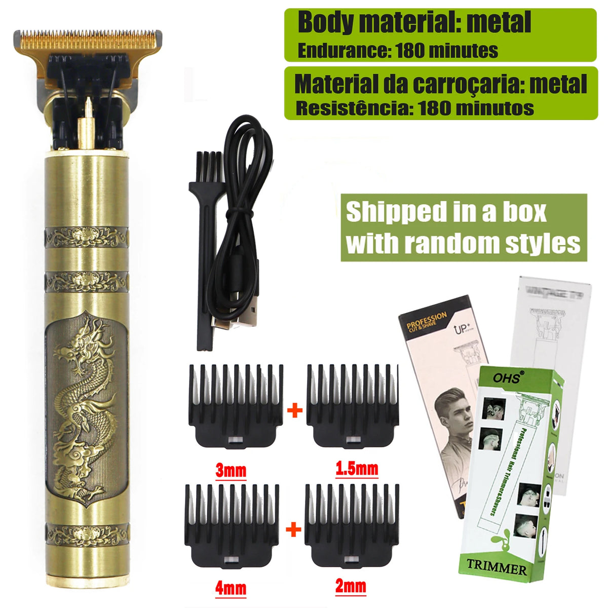 OHS Dragon Vintage T9 Professional Hair Clipper – Carving & Beard Trimmer, CE Certified