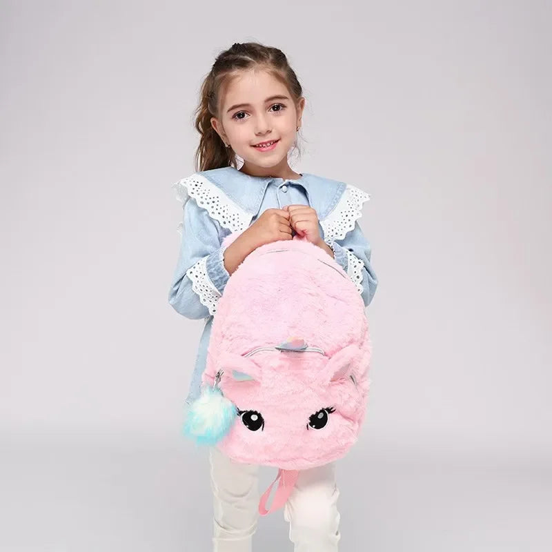 Unicorn Backpack – Girls Plush School Bag