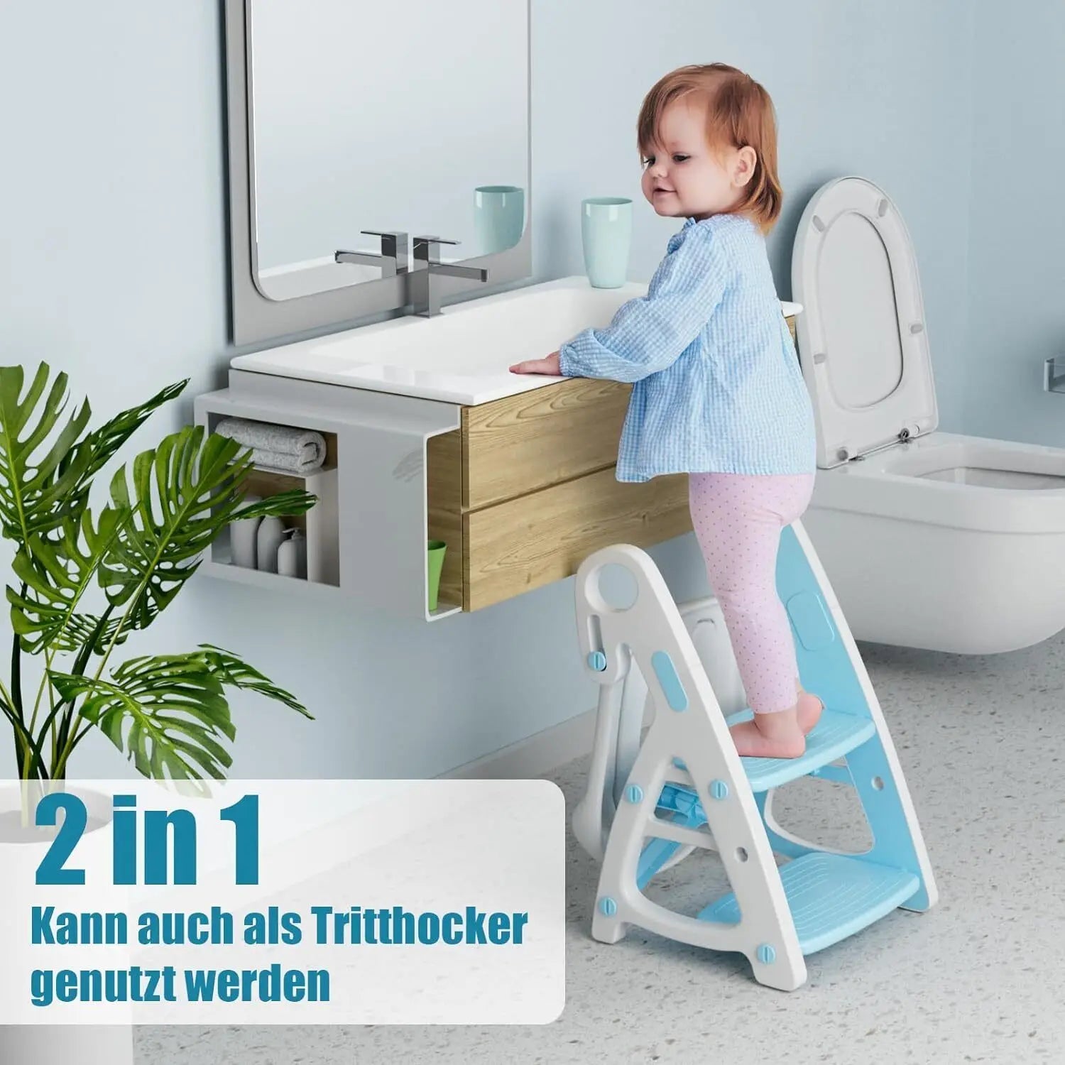 Children's Toilet Seat with Stairs — 2-in-1 Potty Trainer with Step Stool & PU Padding