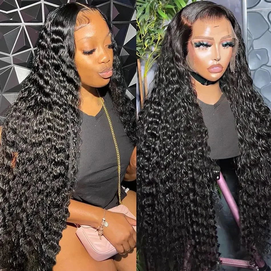 30–36 Inch Deep Wave Lace Front Wig | 13x4 13x6 360 HD Lace Water Wave Curly Human Hair for Women