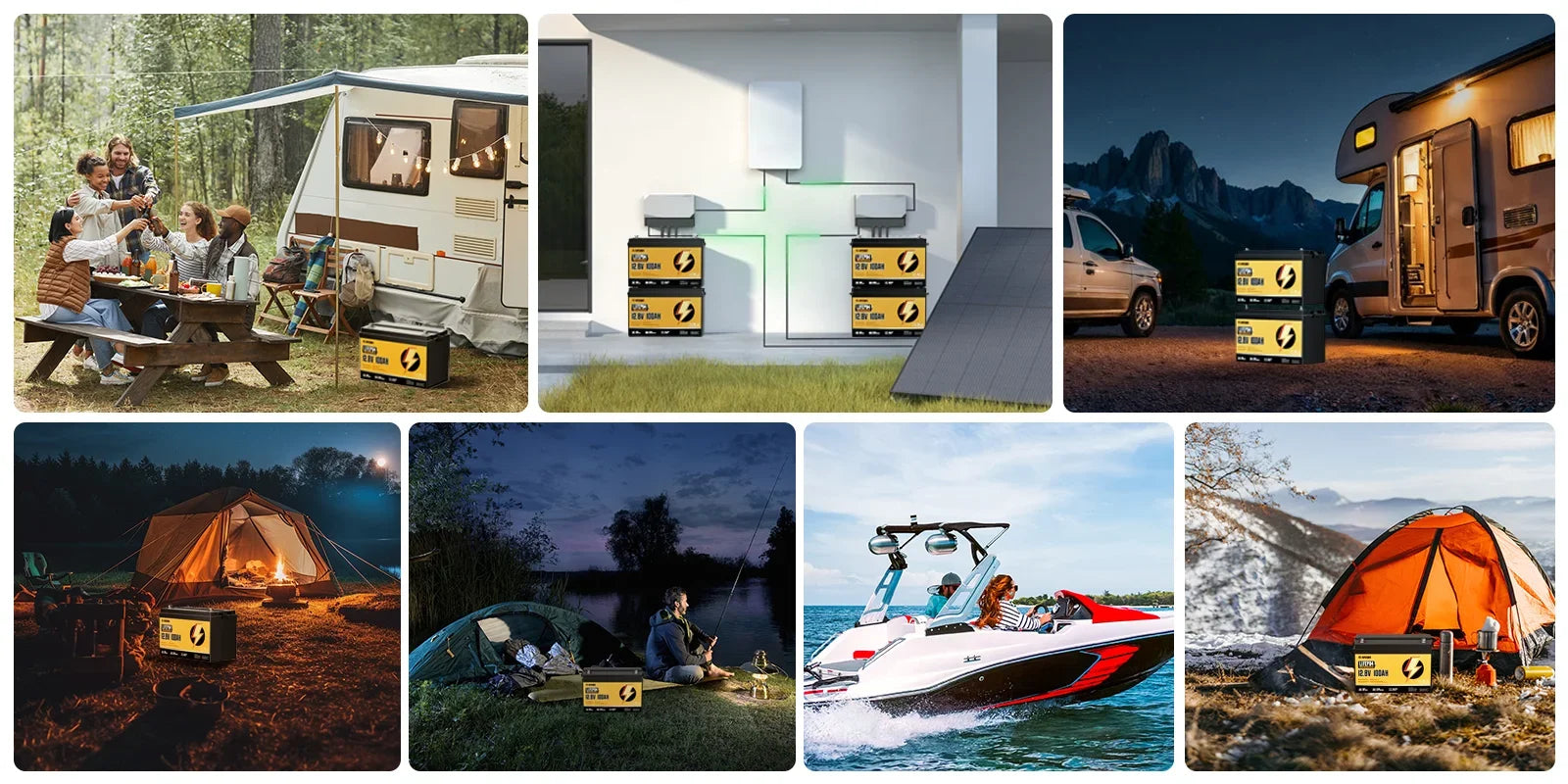 RVPOZWER 12V 100Ah LiFePO4 Lithium Battery — 1280Wh, 100A BMS, 6000+ Cycles, Solar & RV Power
