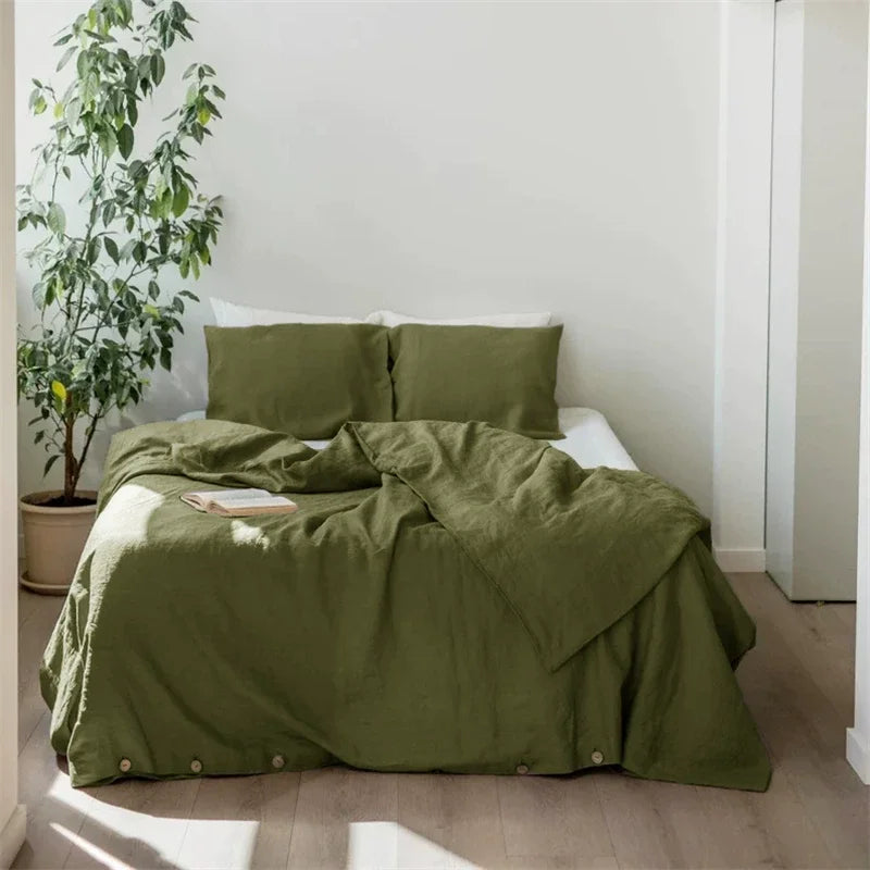 100% French Linen Duvet Cover – Natural Soft Quilt Cover, Queen & King, Breathable Bedding
