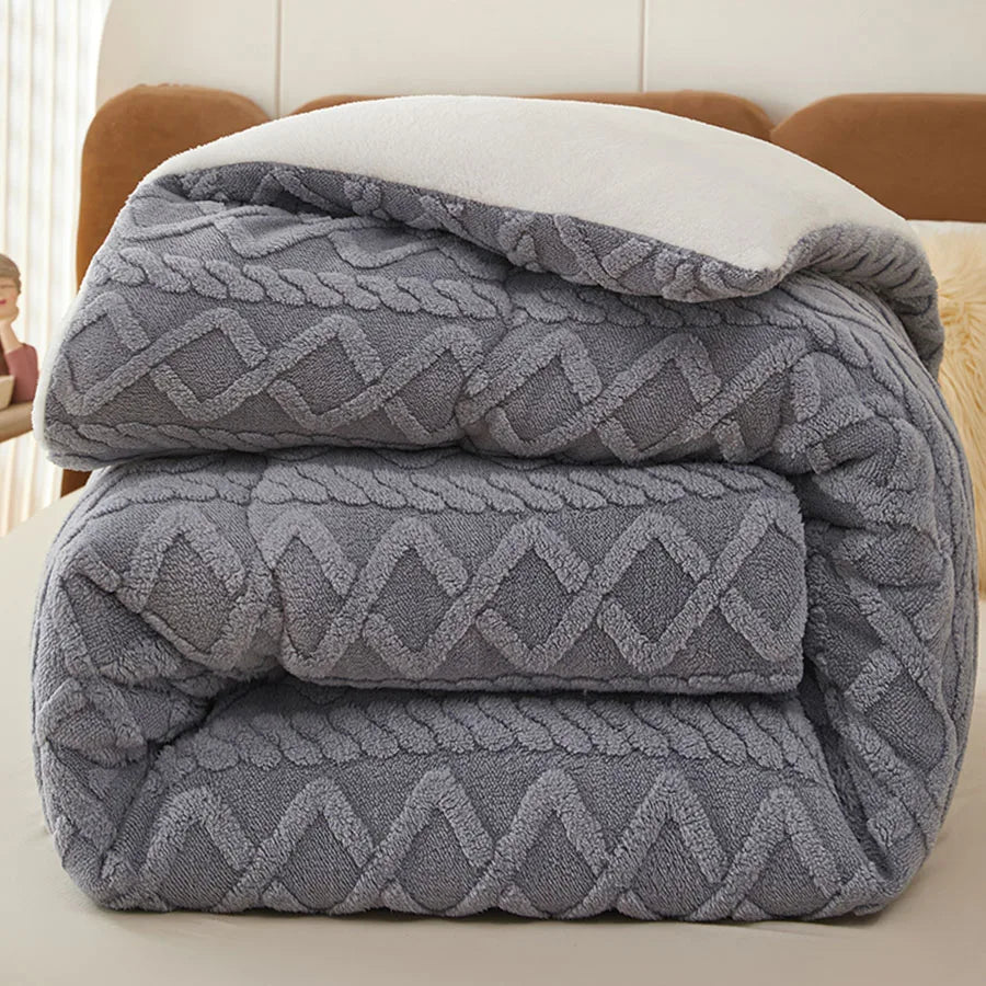 Thick Fleece Bed Blanket – Faux Lamb Plush Comfort