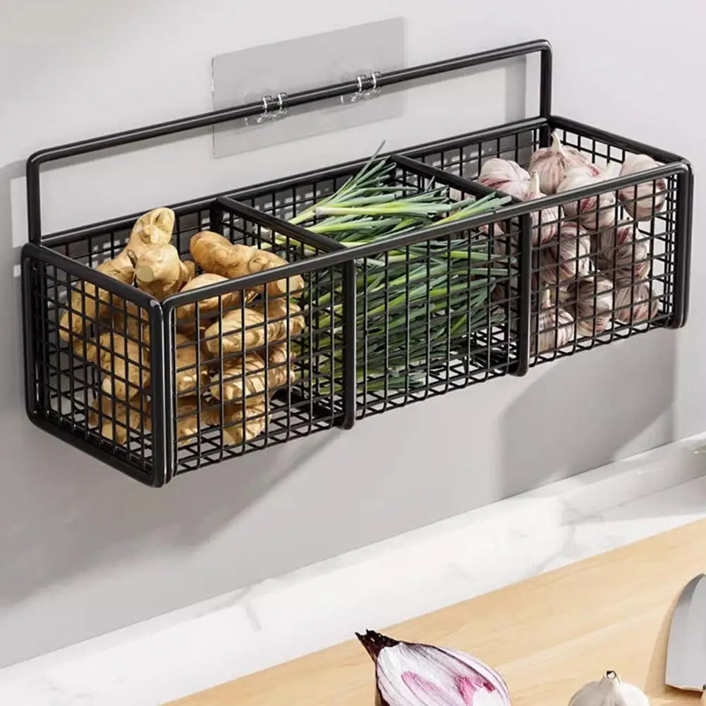 Wall-Mounted Metal Kitchen Shelf — Multi-Function Bath & Shampoo Organizer