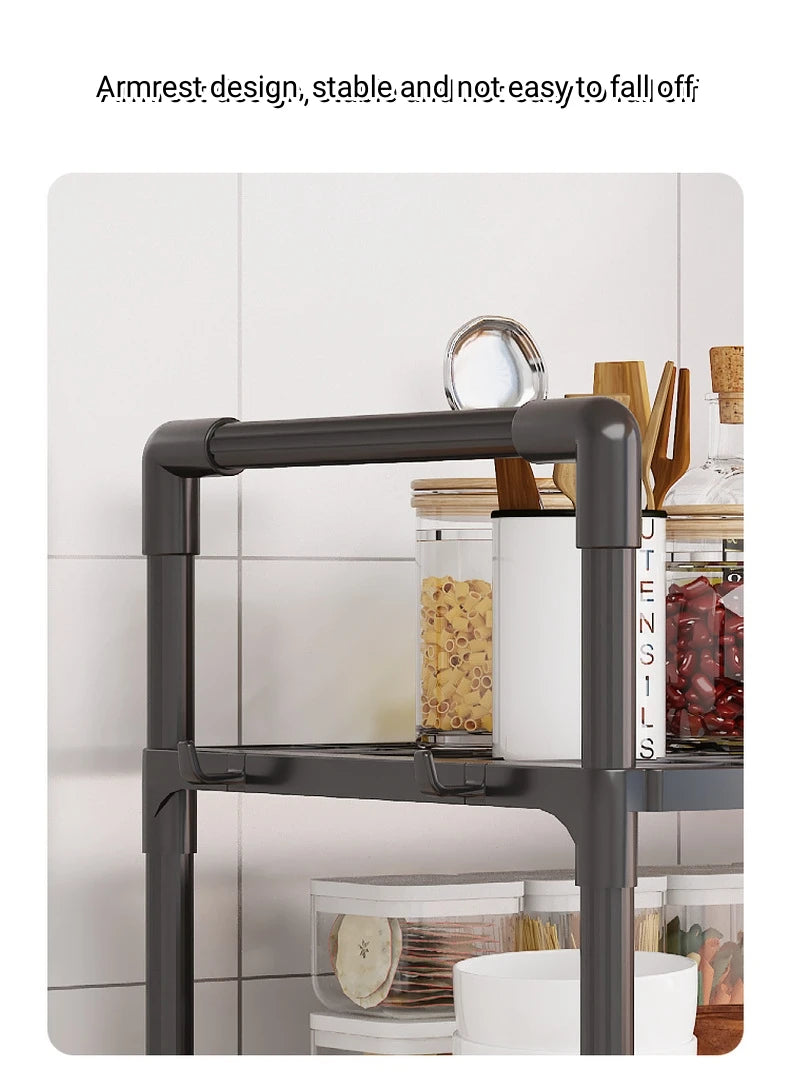 Metal Countertop Microwave & Kitchen Storage Rack — 2 & 3-Layer Utensil & Tableware Organizer