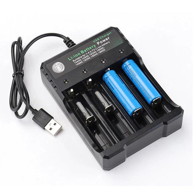 USB Li-ion Battery Charger – 2, 3 or 4 Slot Independent Charging for 18650, 18350 & 18500 Batteries