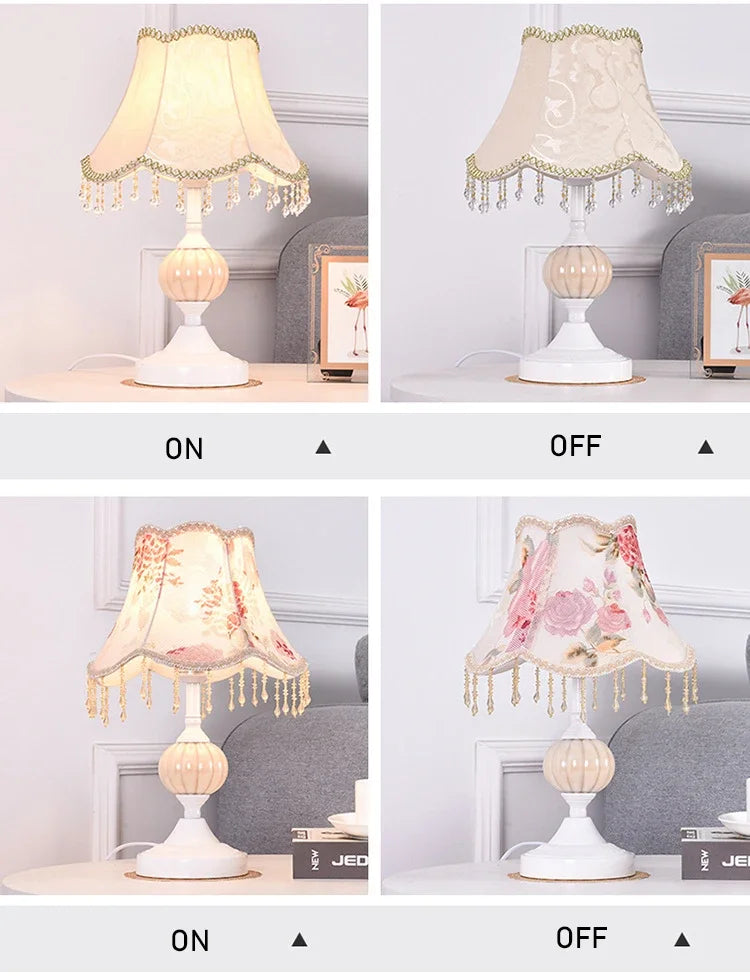 Bedside Lamp – Fabric Shade & Gold or White Base