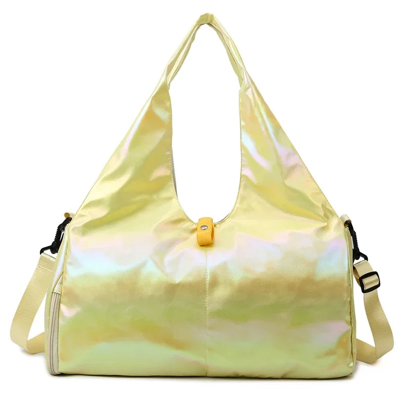Large Capacity Gym Travel Shoulder Tote Bag – Multi-Function Ruched Cotton Handbag for Women