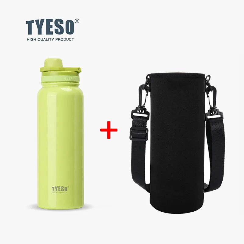TYESO 304 SS Vacuum Thermos Bottle – Wide Mouth, Leakproof, 6–12Hr, 600–1200ml, 10+ Colors, Optional Cup Bag
