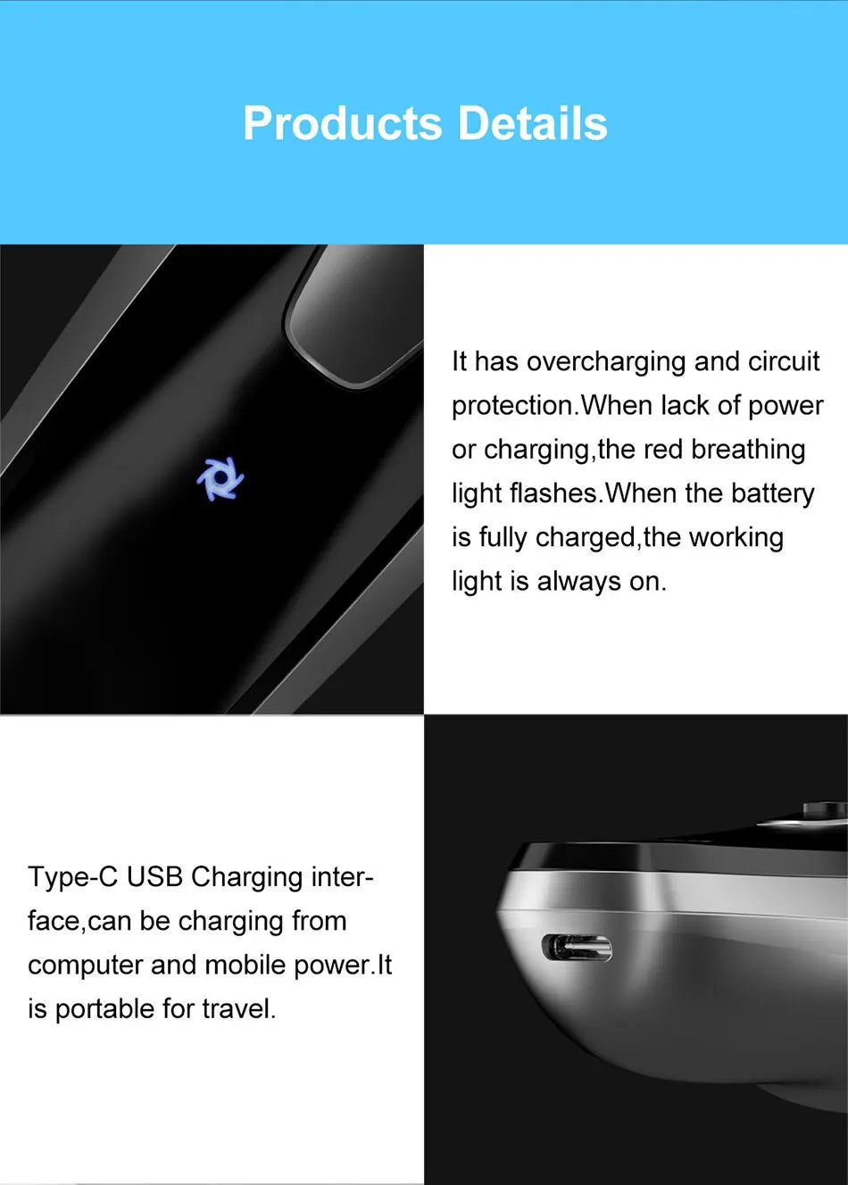ENCHEN Blackstone 3D Rotary Electric Shaver – Type-C Fast Charge, 85-Min Runtime, Auto-Grinding Blade