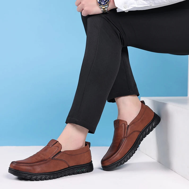 Men's Split Leather Slip-On Loafers