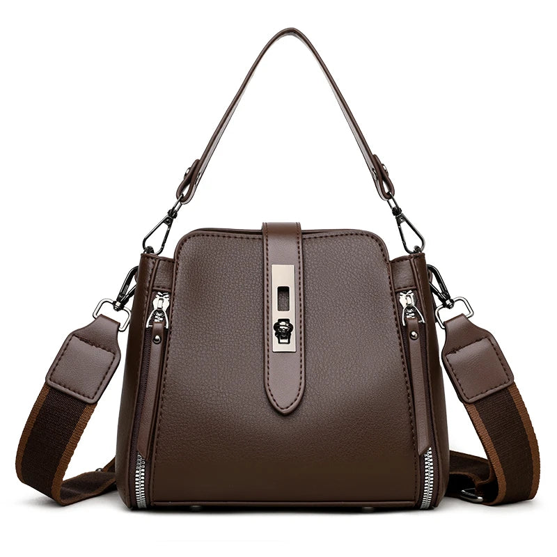 Luxury PU Leather Casual Tote Shoulder Bag – Designer Crossbody Handbag for Women