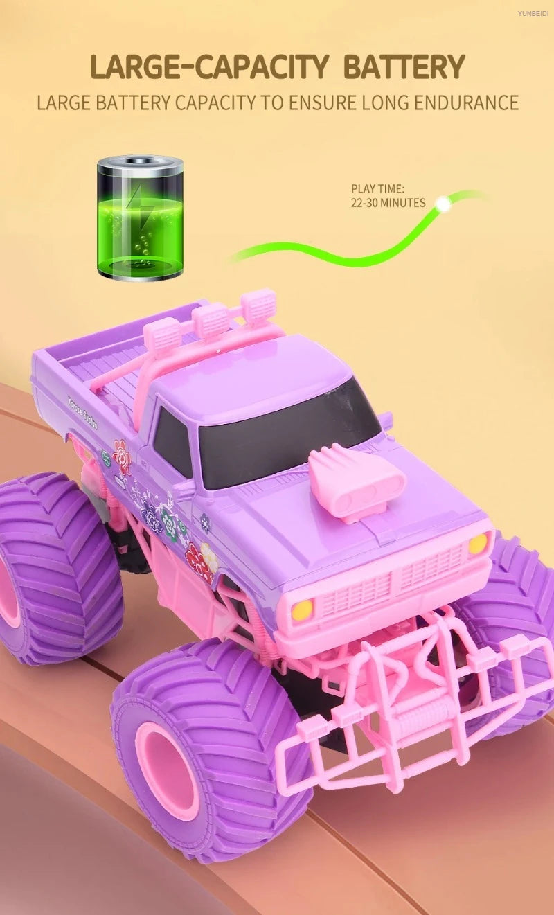 1:16 Pink Remote Control Car 2.4G_Hz Spray Music Light DIY Sticker Racing Car 1:18 Climbing Off-road Toy Car Kids Festival Gifts