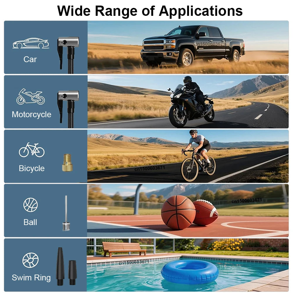 Cordless Tire Inflator with Dual Display and Auto Shutoff