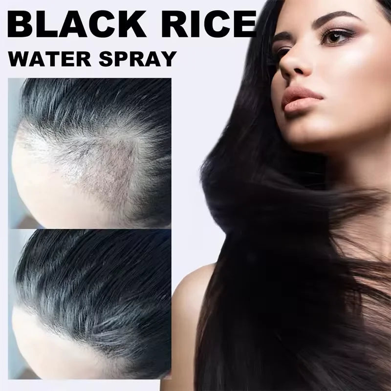 Black Rice Fast Hair Growth Serum Spray for Men Women Anti-loss Hair Regrowth Essential Oil Scalp Treatment Hair Care Products