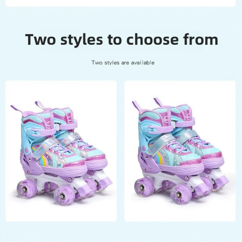 Children's Colorful 4-Wheel Flashing Roller Skates – Beginner Skates for Boys & Girls Ages 2-12