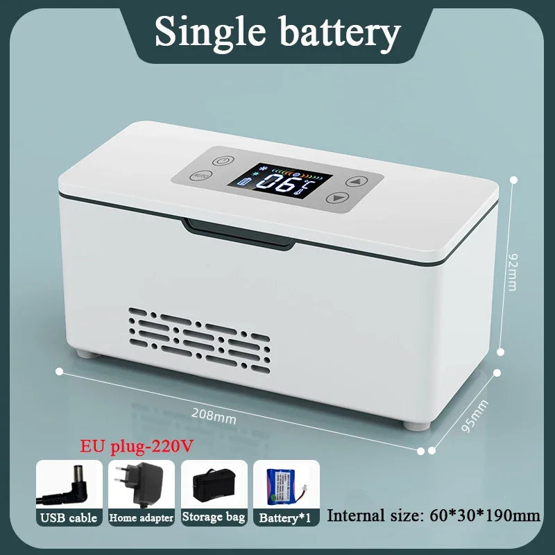 Portable Car Insulin Mini Fridge – USB Charging Thermostat Cooler for Insulin, Growth Hormone & Interferon