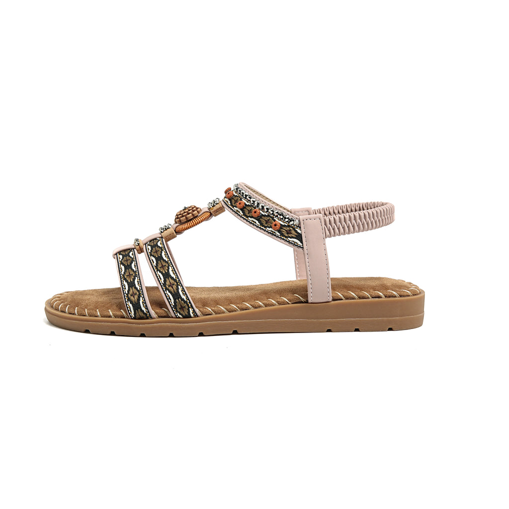 Women's Bohemian Flat Beach Sandals – Anti-Slip Elegant One-Line Sandals