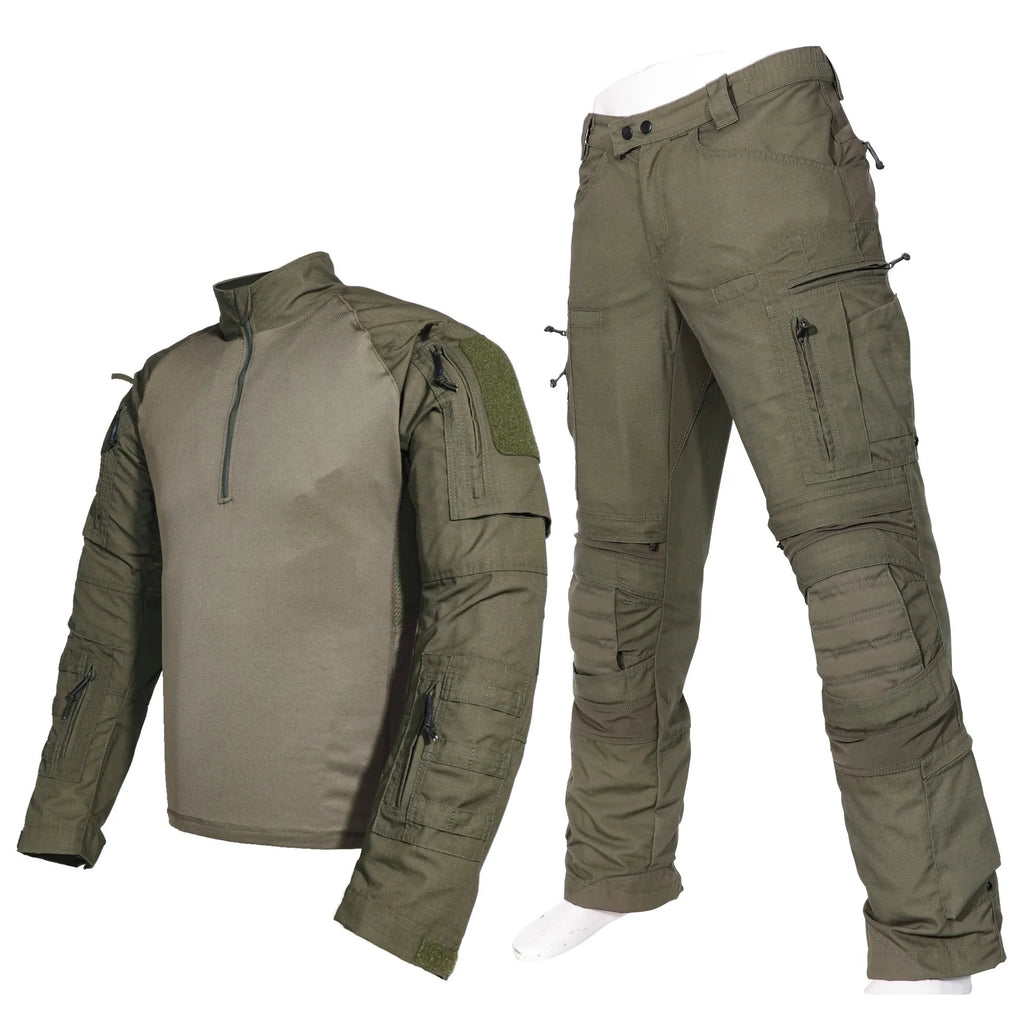 Men's Tactical Frog Suit Uniform Shirt & Cargo Pants 2-Piece Outdoor Set