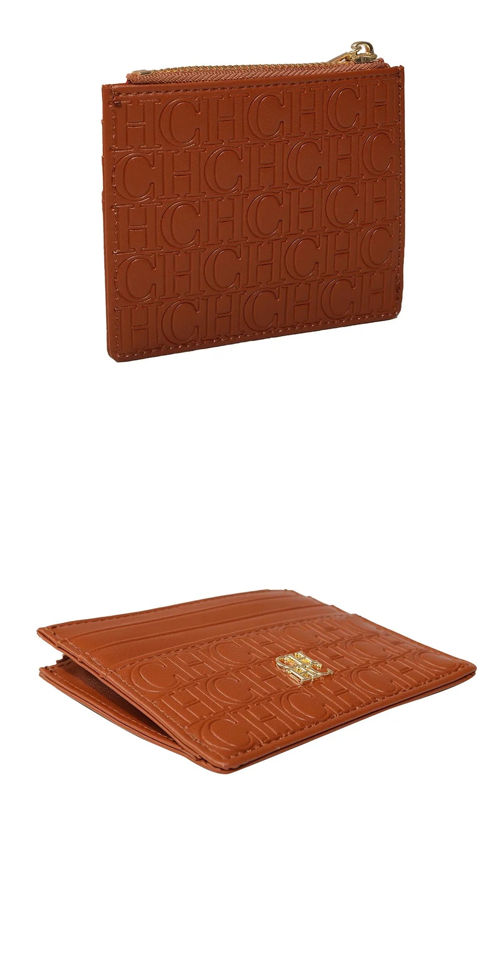 CH Letter Accent PU Leather Card Case Wallet – Elegant Compact Designer Wallet for Women