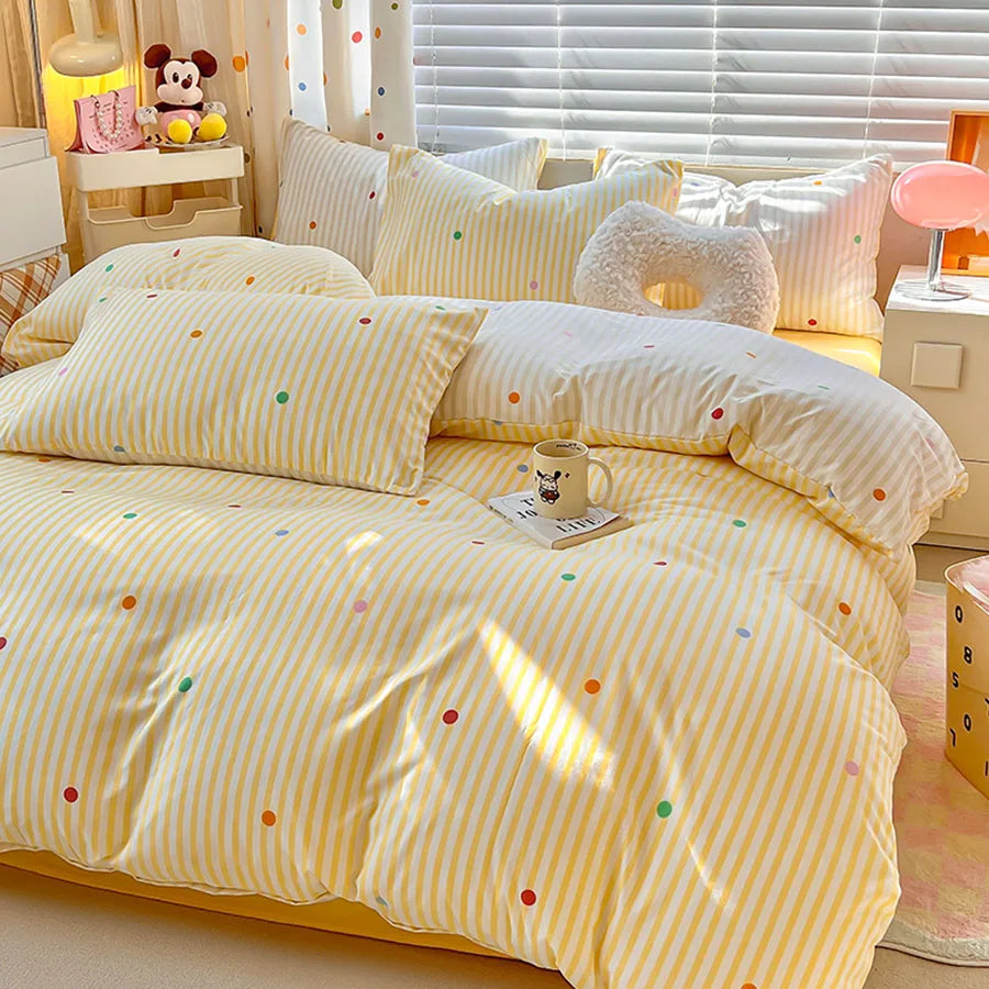 European-Style Washed Cotton Pillowcase | Soft & Breathable, Simple Printed Down Comforter Protection Cover