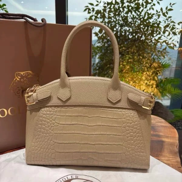 ZOOLER Genuine Cow Leather Flap Tote Bag – Luxury Lock Shoulder Crossbody Handbag for Women