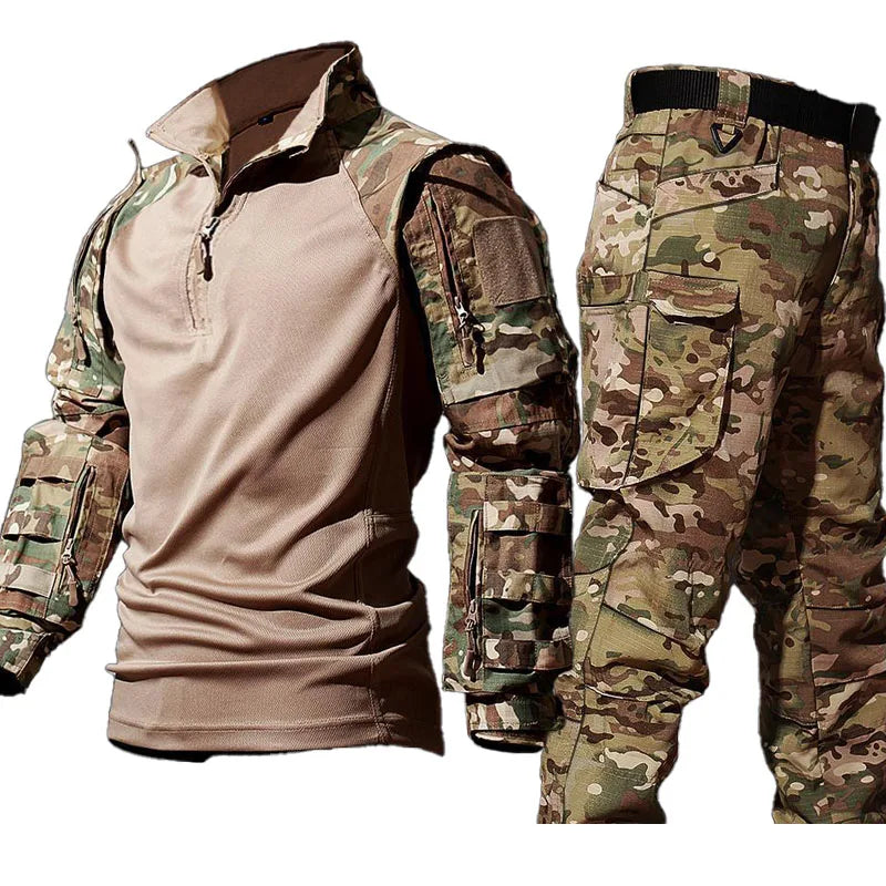 Men's Tactical Camo Combat 2-Piece Set – Waterproof Quick-Dry Hunting Training Suit